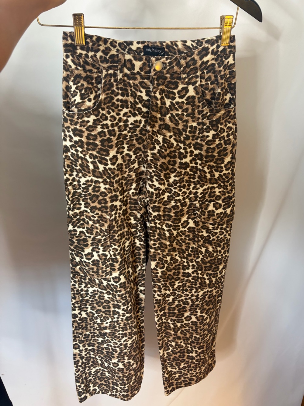 Leopard Print Wide-Leg Cropped Women’s Jeans - Brown